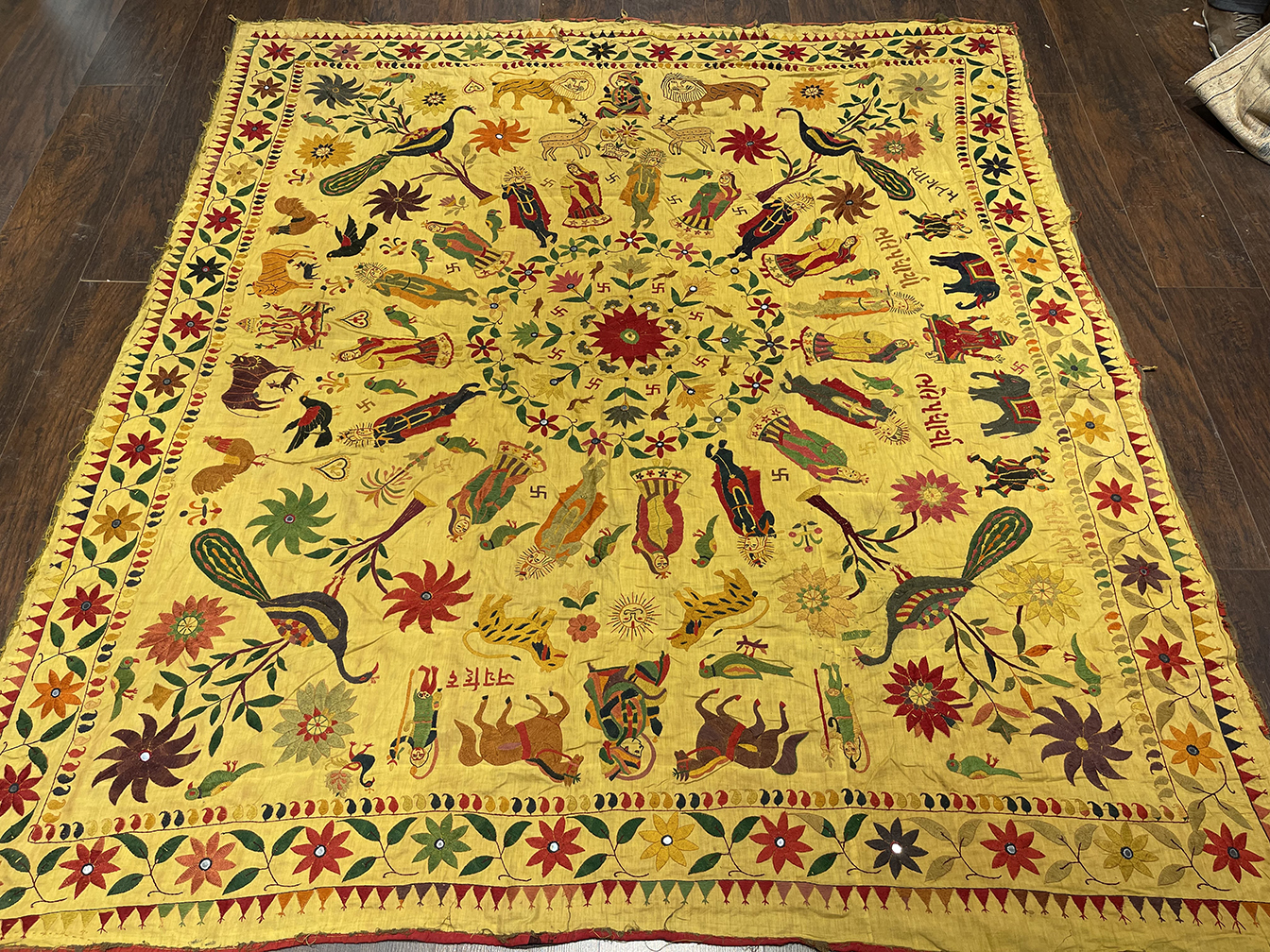 Antique embroidery Rug - # 56517