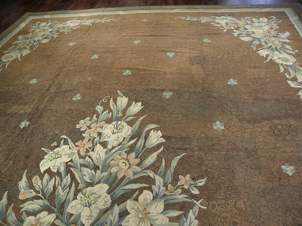 Antique hooked Carpet - # 7737